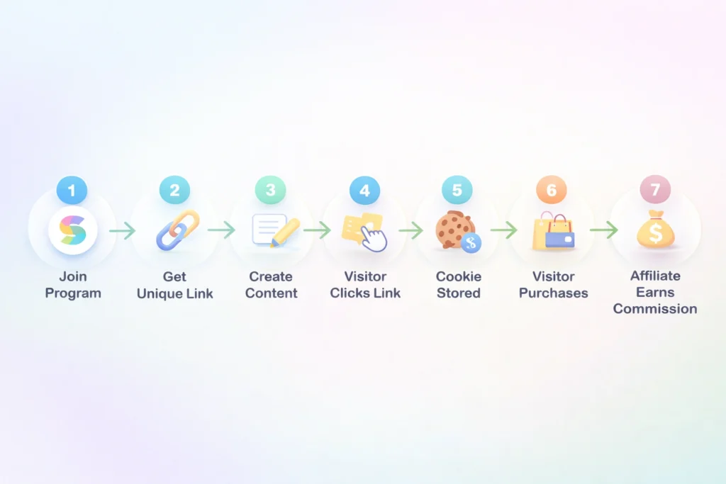 Affiliate Marketing Mechanism in Working - Designed by Scrollify